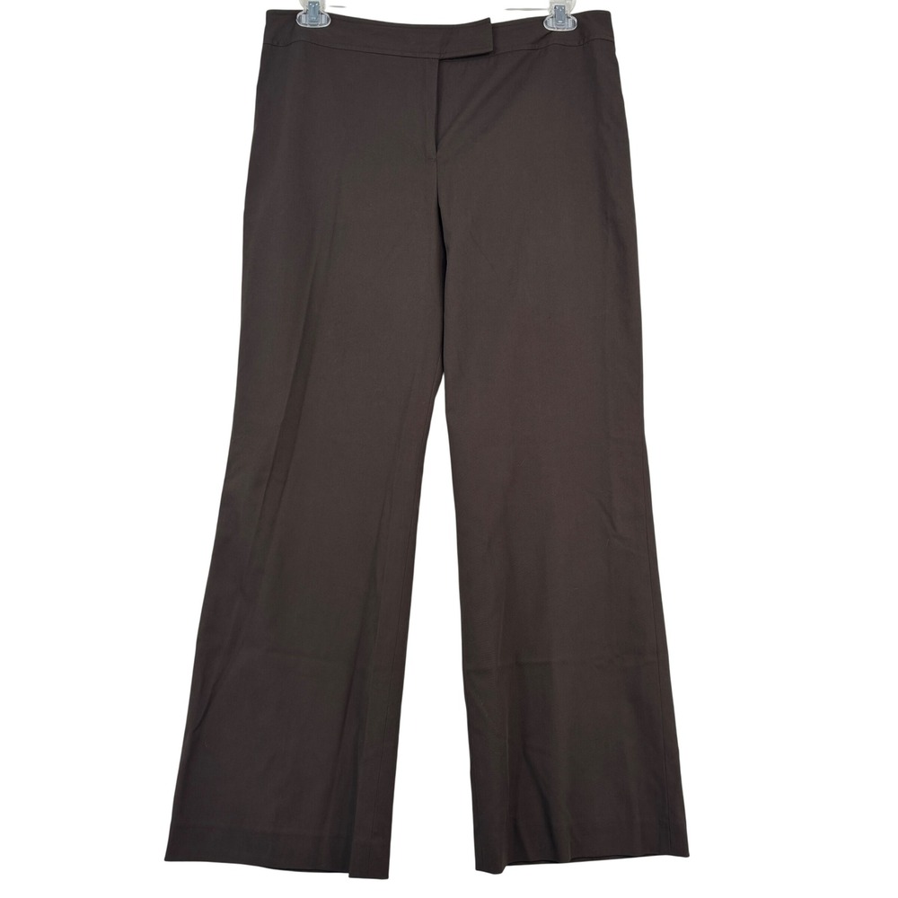 Ann Taylor Wide Leg Dress Pants Size 14P Brown Stretch Career Trousers Petite